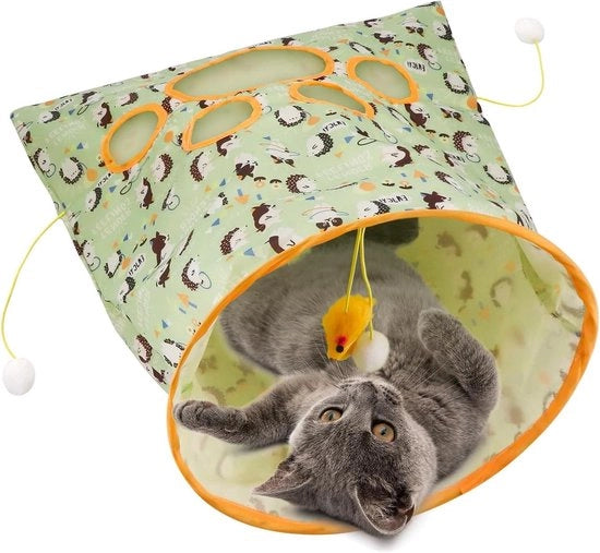 Set di tunnel di gioco per gatti con giocattoli in peluche - Resistente ai graffi e interattivo per gattini.