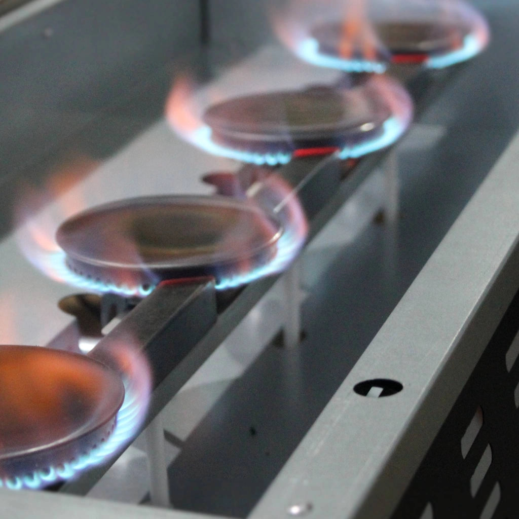 Piastra plancha a gas a 4 bruciatori con utensili, nero