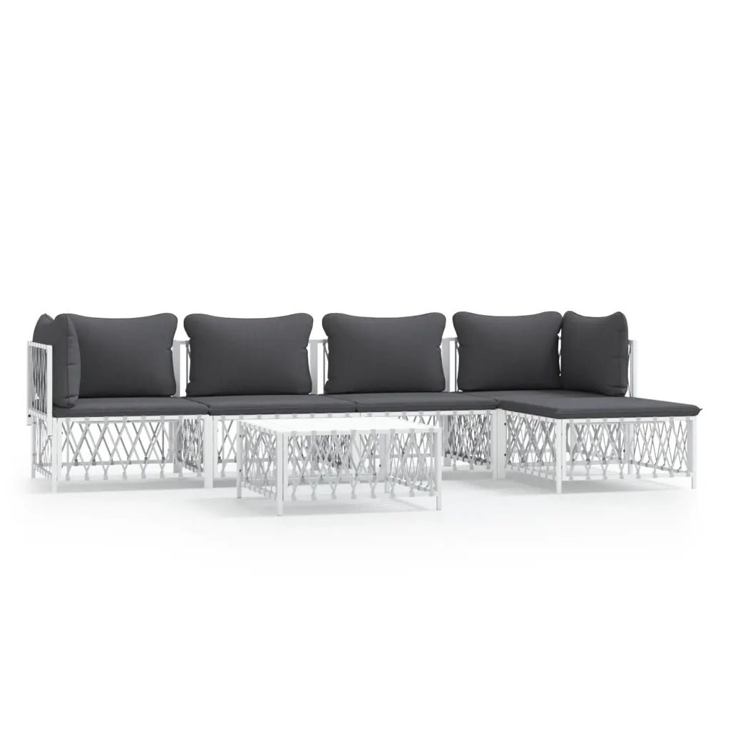 Set Salotto da Giardino 6 pz con Cuscini in Acciaio Bianco 3186866