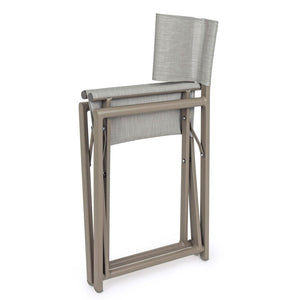 Set 2 Sedie Regista Mare Pieghevoli 48x56x86 cm in Alluminio e Textilene Gilda Ecrù