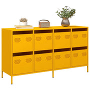 Credenza-Buffet-Armadio da cucina Giallo Senape 135x39x73,5 cm Acciaio Laminato a Freddo 774796