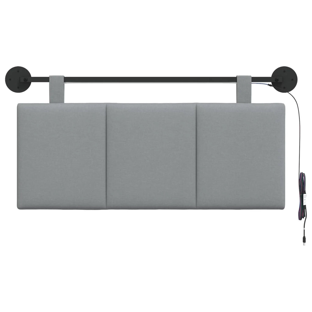 Testiera sospesa Con luce LED Grigio Chiaro Tessuto 3424763