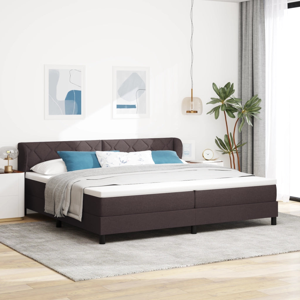 Letto con rete a molle e materasso  Marrone Scuro 200x200 cm Tessuto