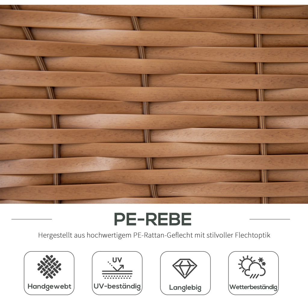 Lettino 3 posti con tetto e tavolini ¨C zephmum ¨C Polyrattan Natur 150x79x160 cm
