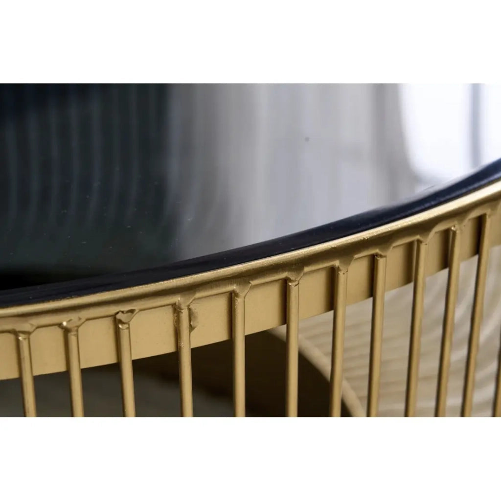 Tavolino rotondo LINEOR 79 cm dorato con piano in vetro temperato