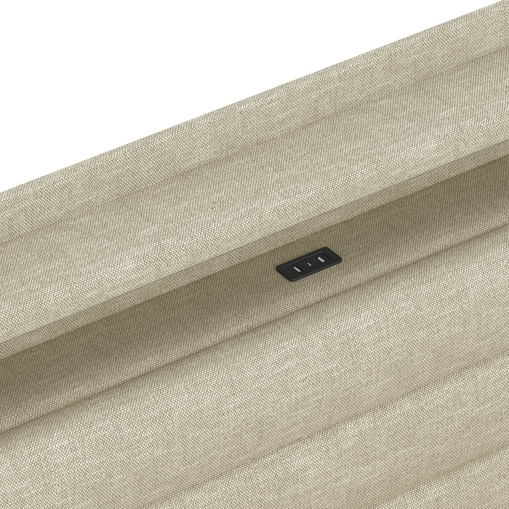 DESMIU Lit coffre 90 × 200 cm 1 posto con LED, USB e Type-C, contenitore idraulico, senza materasso, in lino beige