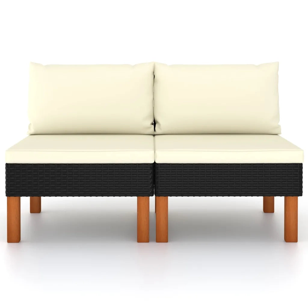 Divani Centrali 2 pz Polyrattan e Legno Massello di Eucalipto cod mxl 65316