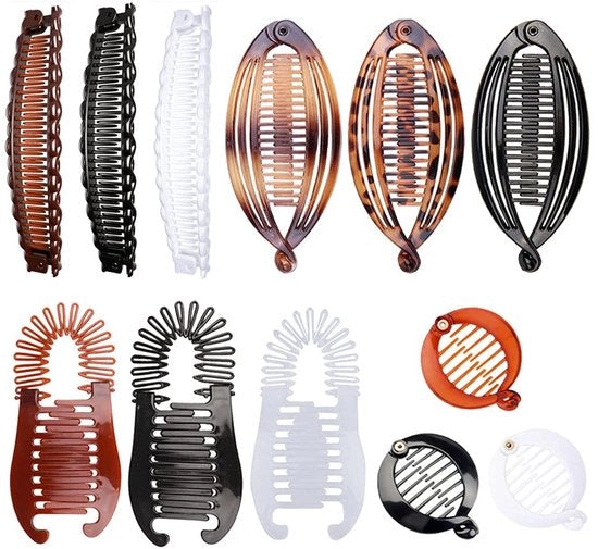Banchi di spille per capelli a forma di banana 12 pezzi spille per capelli a forma di banana per donne spille per coda di cavallo spille per capelli a forma di banana per donne ragazze spille per capelli plastiche a forma di banana 4 stili