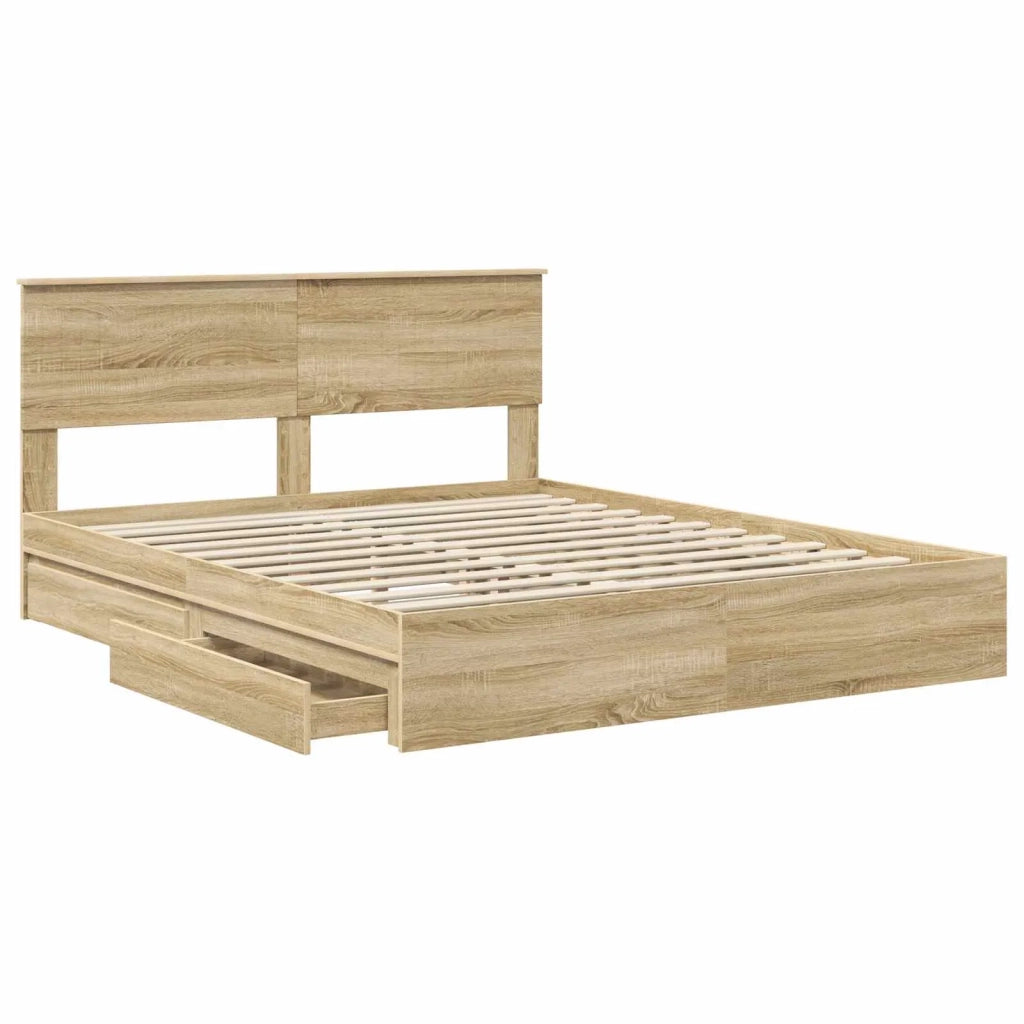 Letto con Contenitore con testiera Rovere Sonoma 160 x 200 cm 3410779
