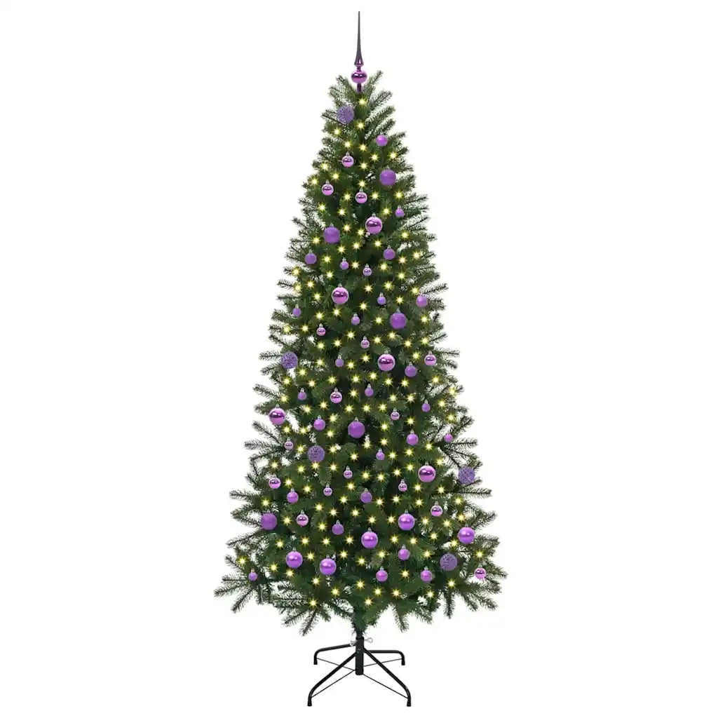 Albero di Natale | Decorazioni natalizie artificiale con 300 LED Verde 210 cm PE e PVC