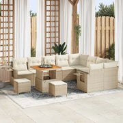 Set Divano da Giardino 12 pcs Beige e Crema polyrattan
