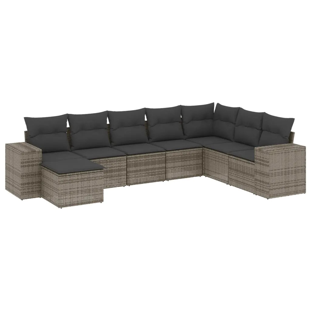 Set Divano da Giardino 8 pz con Cuscini Grigio in Polyrattan 3255297