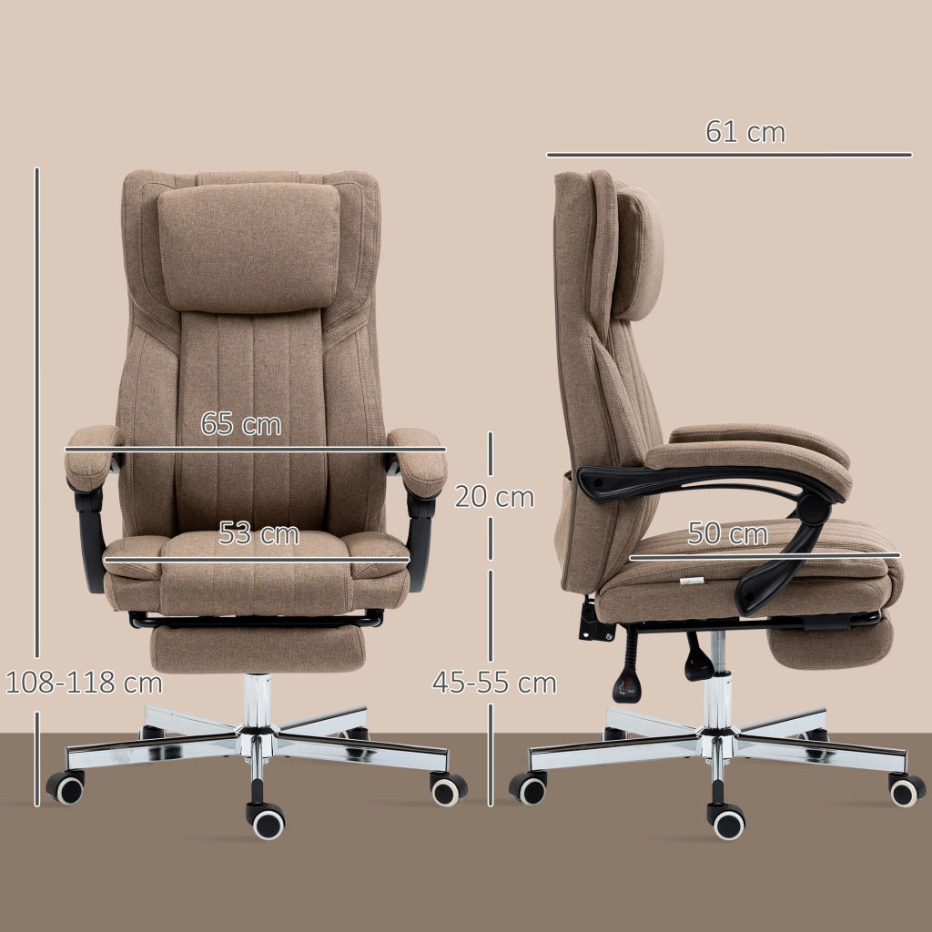 Sedia da Ufficio Massaggiante Reclinabile e Girevole ¨C Zephmum ¨C Marrone 65x61x108-118 cm