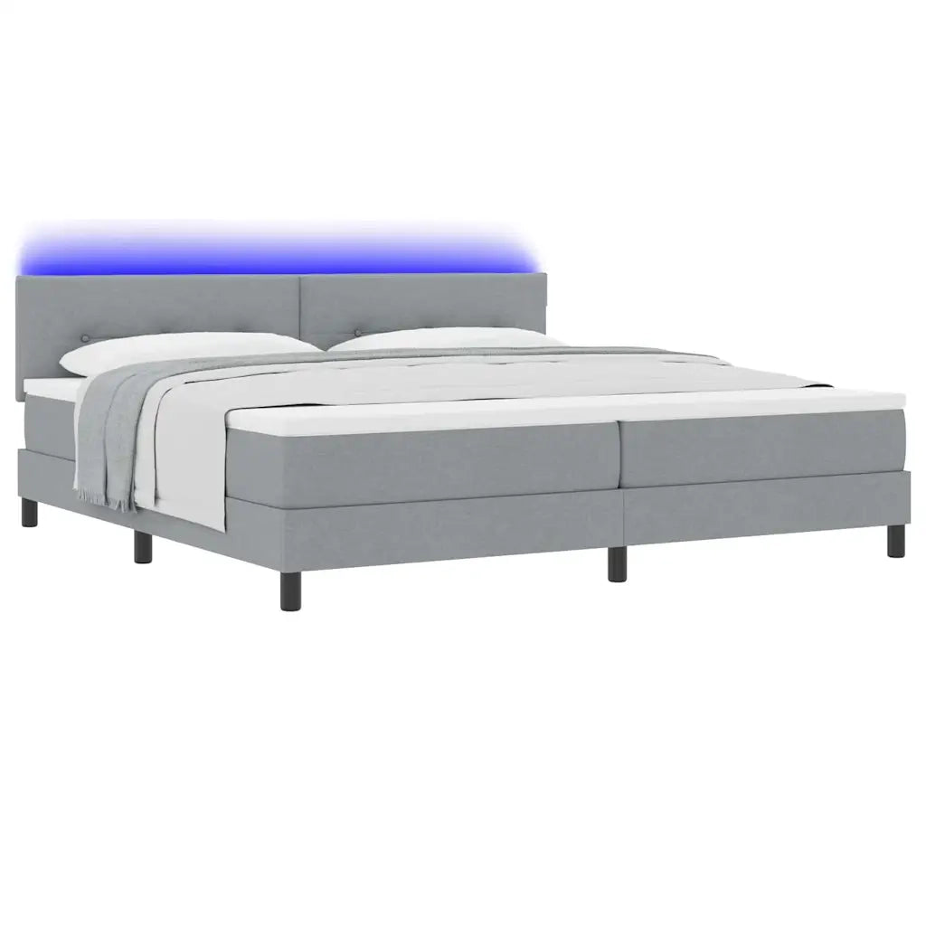 Letto a molle con testiera Grigio chiaro 200 x 200 cm Tessuto 3342233