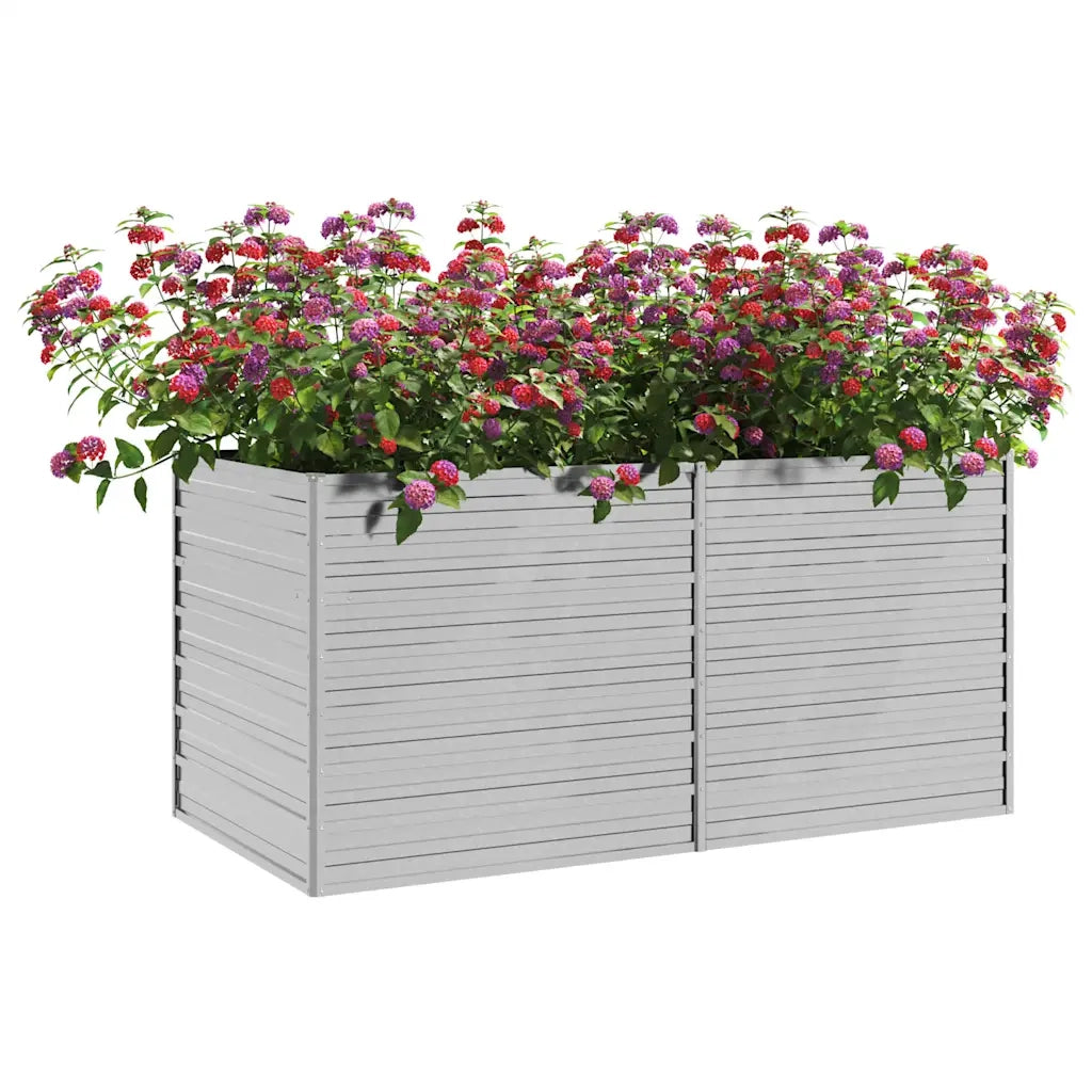 Fioriere | Cassetta per fiori | Letto Rialzato Giardino 160x80x77 cm in Acciaio Zincato Argento