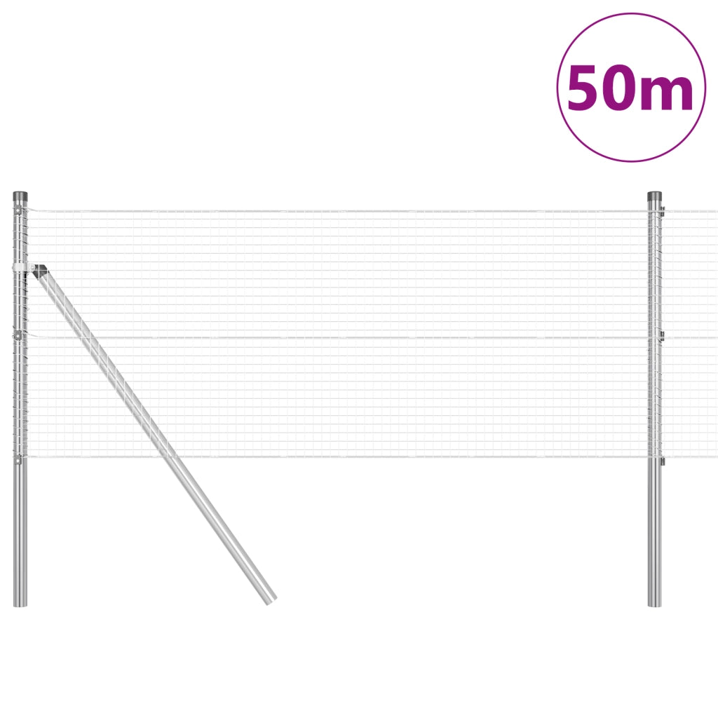 Recinzione in rete saldata con 13 pali 0.6x50 m in acciaio galvanizzato