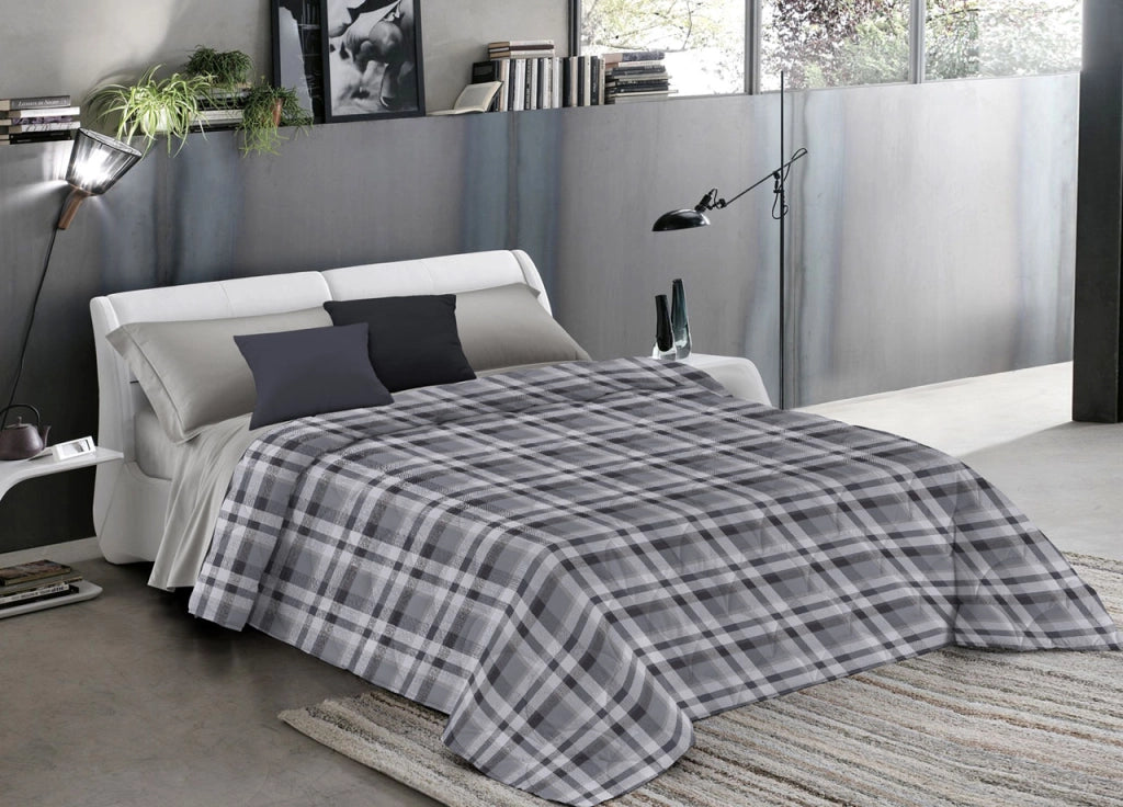 Trapunta Piumone Invernale Letto 1 Piazza Pensieri Delicati 7172 Scozzese Grigio