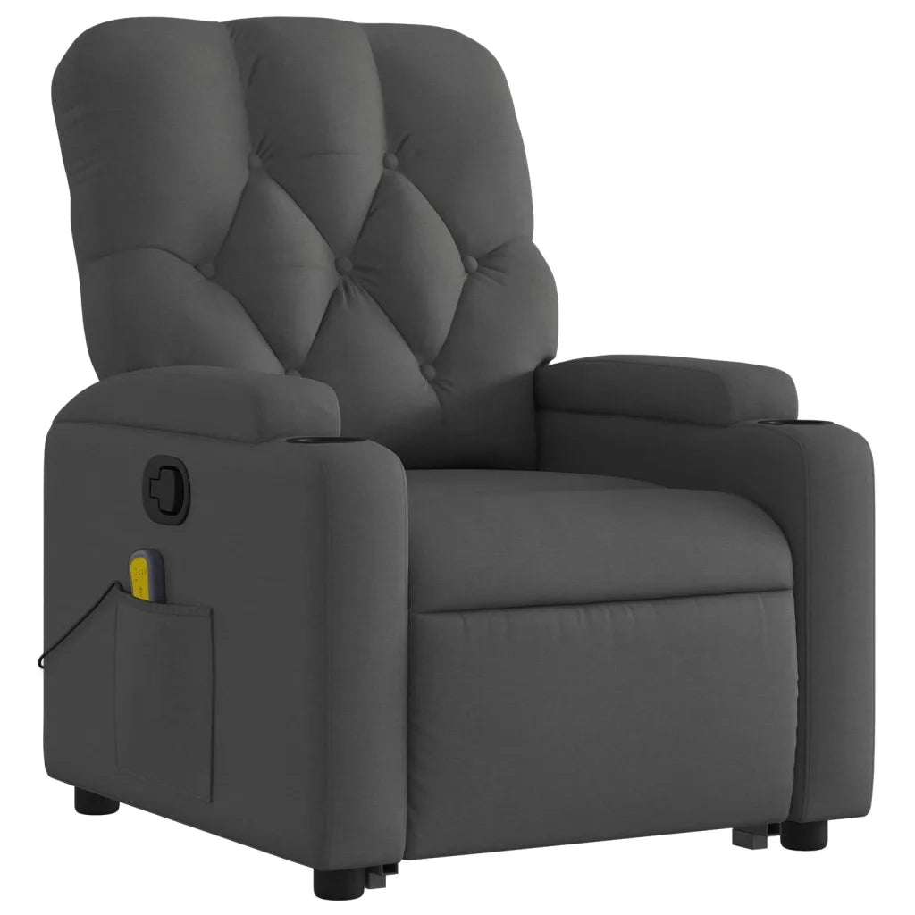 Poltrona Alzapersona Massaggi Reclinabile Grigio Scuro Tessuto 3204723