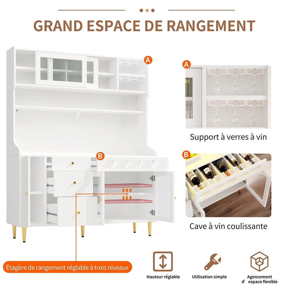 Armadio alto per soggiorno - Xylo - 145¡Á39¡Á171 cm - Bianco - Ripiani regolabili illuminazione LED