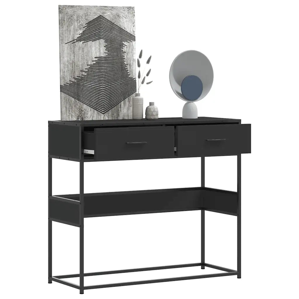 Tavolino Consolle Nero 90x35x80 cm in Legno Multistrato 849174