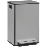 Pattumiera da 50 L a pedale, con secchio estraibile e chiusura soft, 41,7x36,6x62 cm, Argento