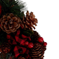 Coroncina rosso scozzese con pigne cm Ø33xh8