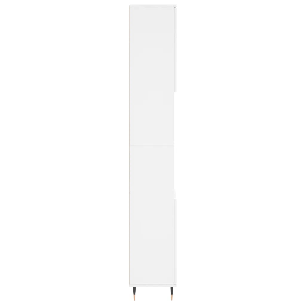 Mobiletto da bagno bianco con ampio spazio contenitivo 30 x 30 x 190 cm stile industriale legno composito bianco 02_0048985