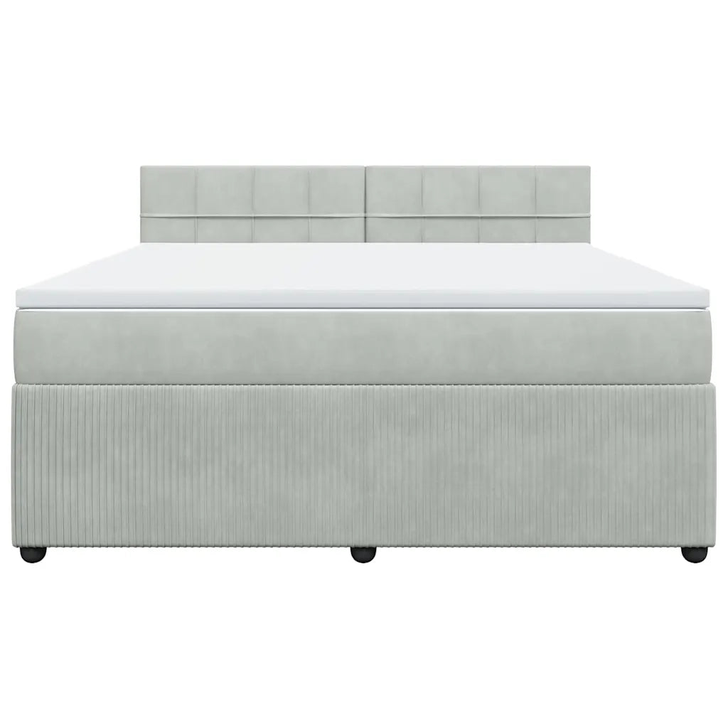 Giroletto a Molle con Materasso Grigio Chiaro 180x200cm Velluto