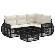 Set Divano da Giardino 5 pcs Nero e Bianco Crema polyrattan 3435412