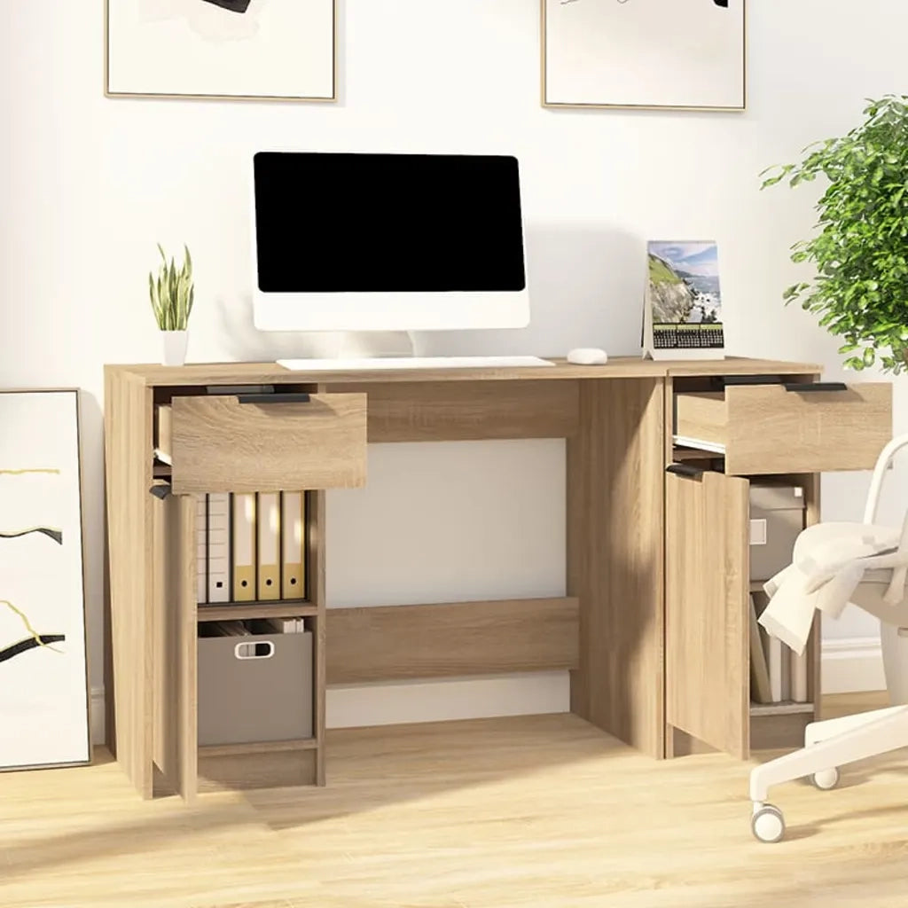 Scrivania con Mobile Laterale Rovere Sonoma Legno Multistrato 3115910