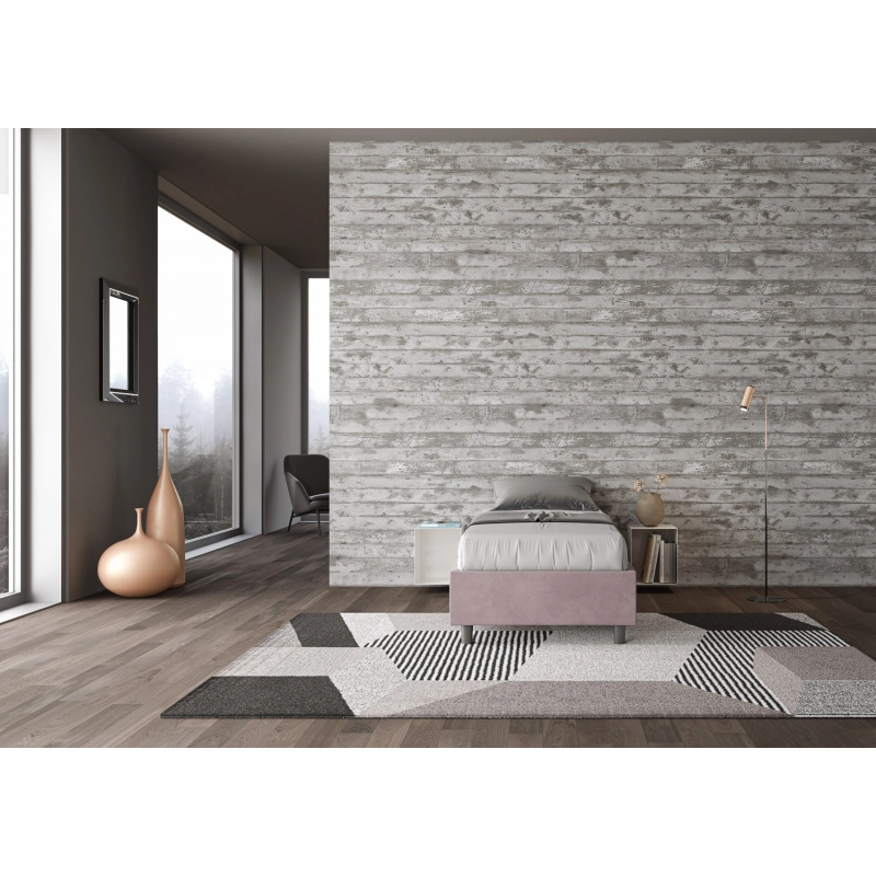 Letto Sommier imbottito Singolo 80x210 cm Azelia - Contenitore,Glicine,Microfibra