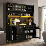 ARMADIO Alto 145x39x171 cm Nero con illuminazione LED