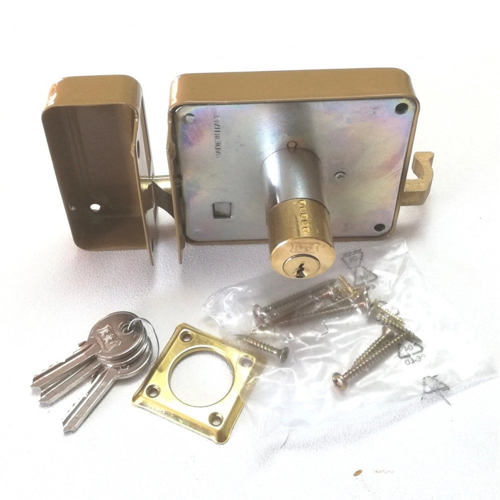 Facchinetti serratura corta a spingere destra 50mm con pomolo e cilindro fisso a 2 mandate
