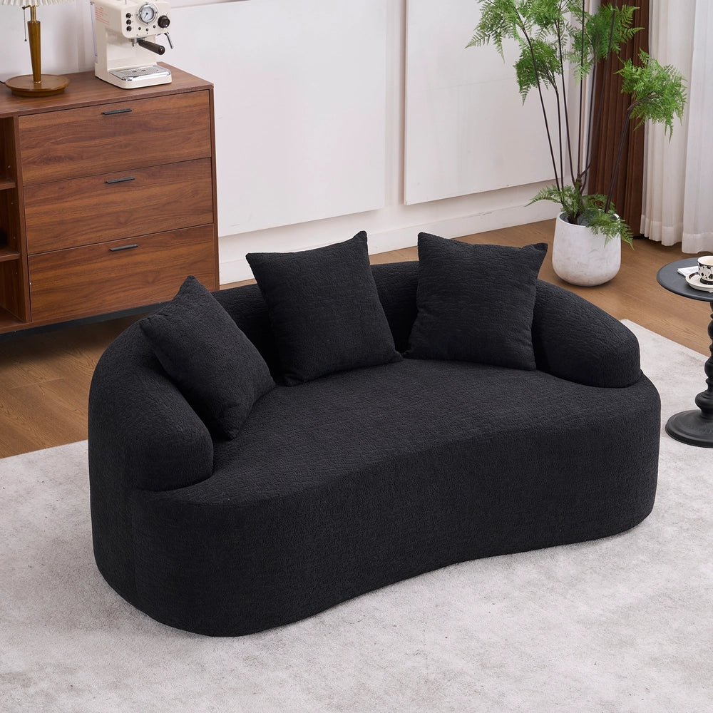 Divano 2 posti con cuscini ¨C Minimal ¨C Nero tessuto compatto