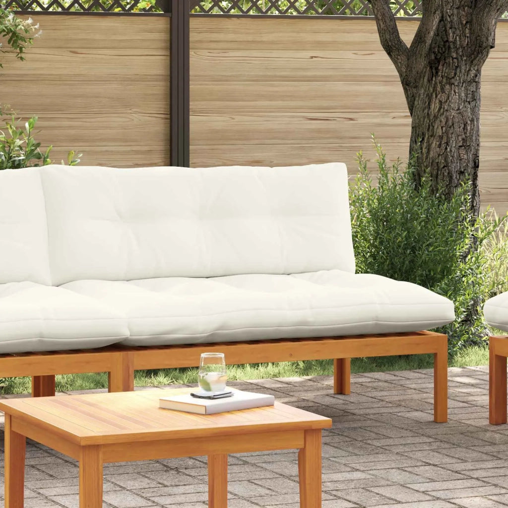 Divano Medio da Giardino-Divano da esterno Naturale e Bianco Crema
