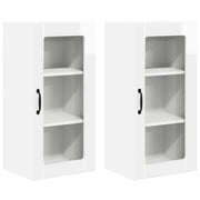 Set di 2 pratici pensili da cucina 40 x 31 x 80 cm stile moderno in legno composito bianco lucido 02_0054338