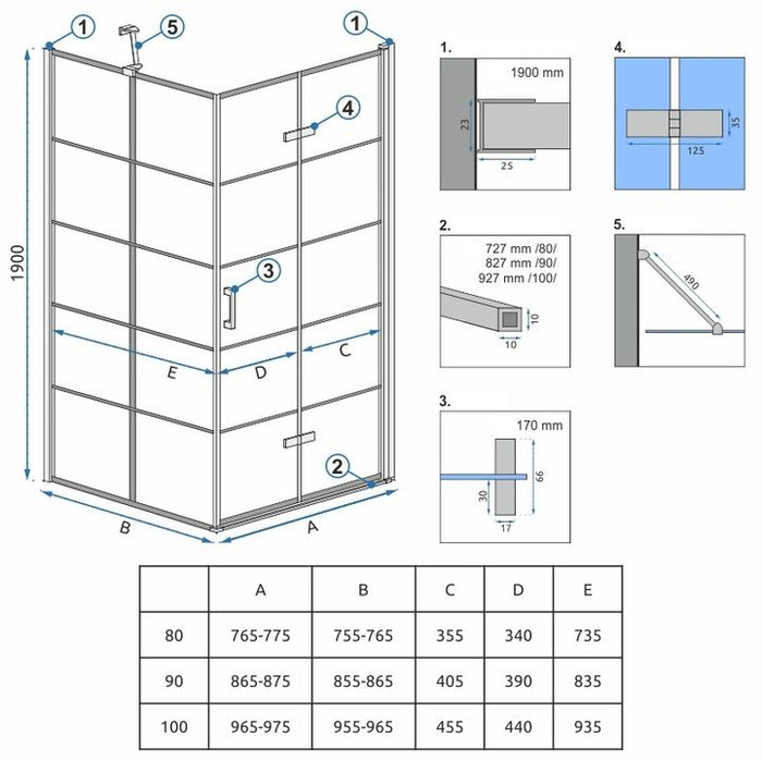 Cabina Doccia Rea Molier Black 100x80