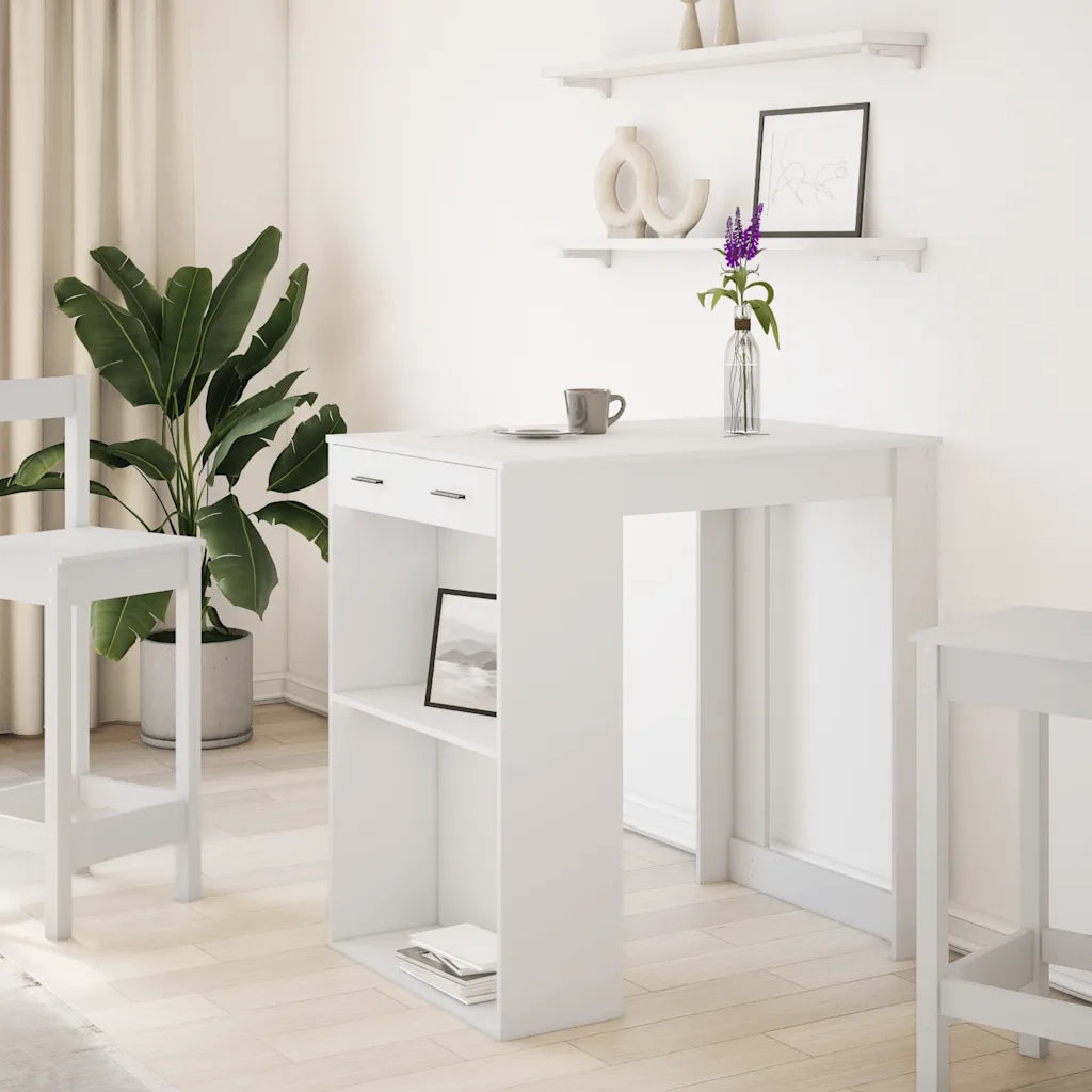 vidaXL Tavolo da Bar Bianco 102x70x103,5 cm in Truciolato