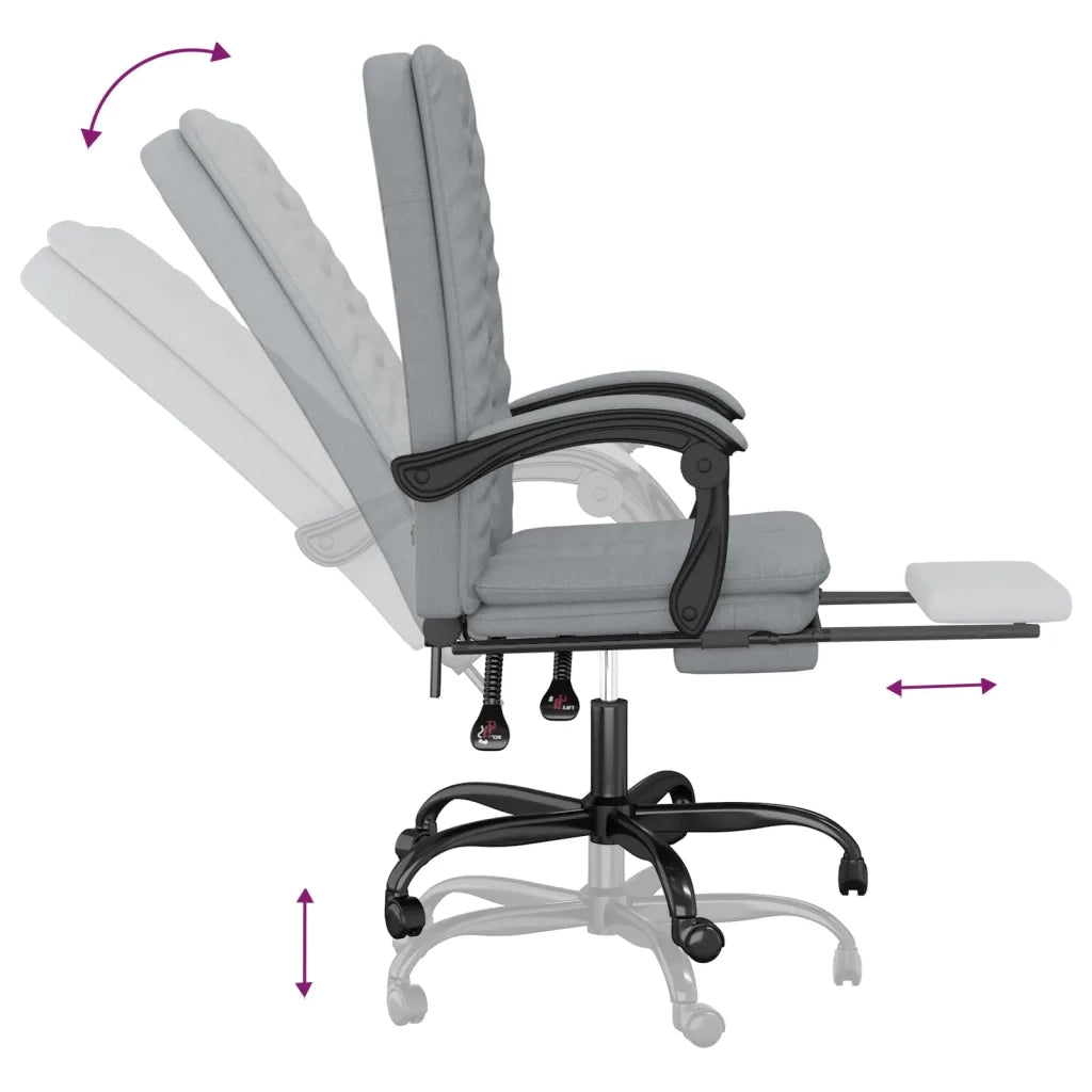 Poltrona da Ufficio Reclinabile Grigio Chiaro in Tessuto cod mxl 26947