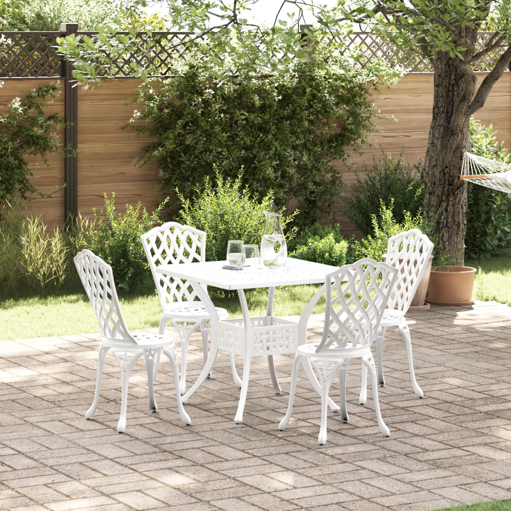 Set da Pranzo da Giardino 5 Pezzi  in Alluminio Bianco
