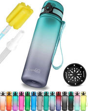 Biberon per bambini, libero da latticelli, 350 ml, 500 ml, 750 ml, con beccuccio o filtro, bottiglia di plastica leggera Tritan, BPA libero, per asilo nido, scuola (viola, 350 ml)