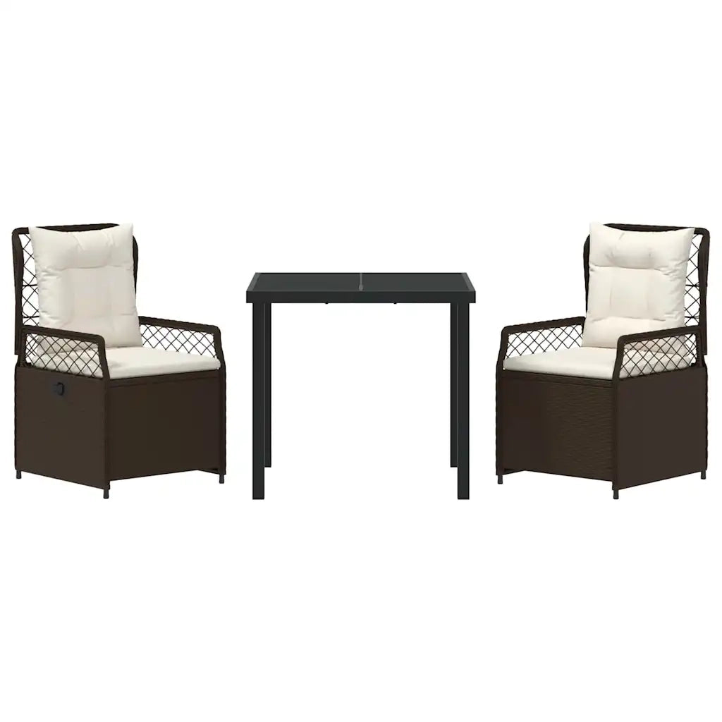 Set da Pranzo per Giardino 3 pcs Marrone polyrattan 3380988