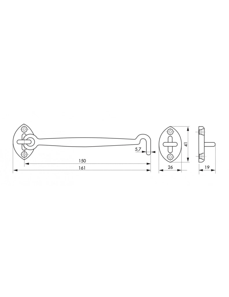 Gancio mobile con occhiello, cromato, 15 cm – THIRARD