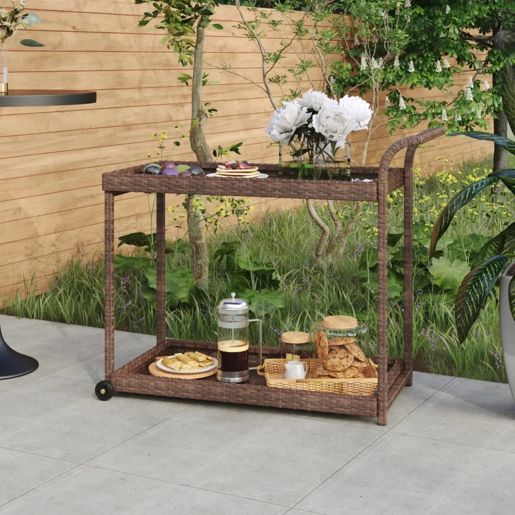 Carrello da Bar Marrone 100x45x83 cm in Polyrattan CFW3229516