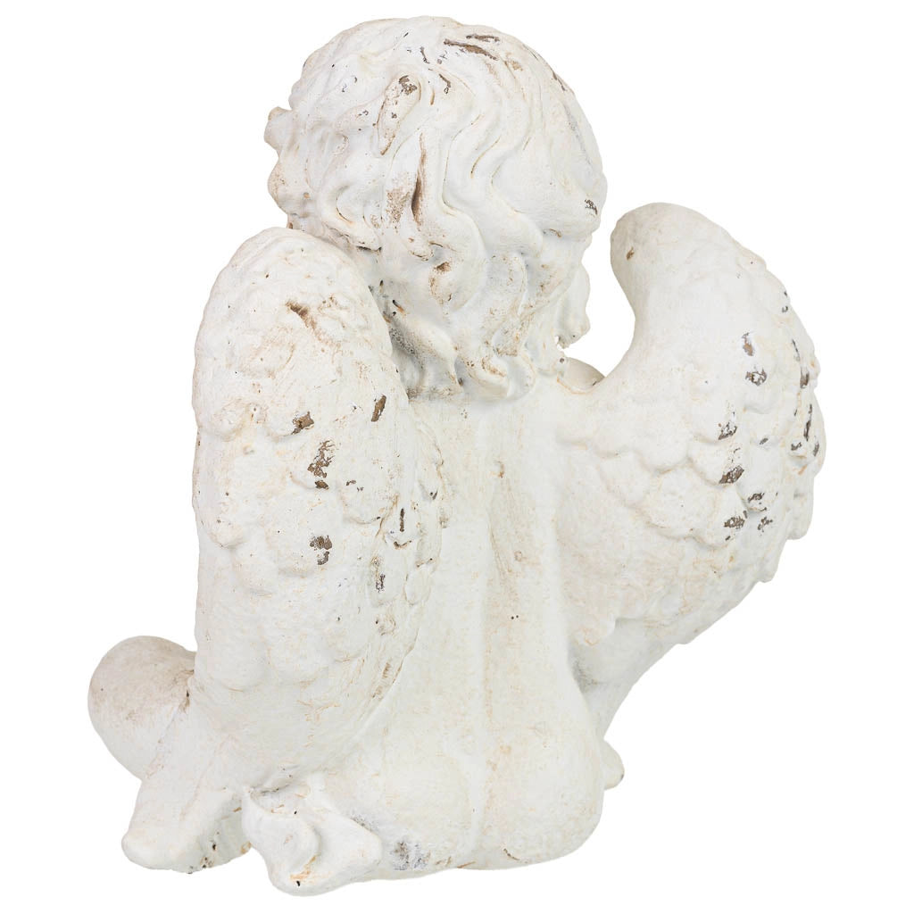 Statuetta decorativa a forma di angelo in resina bianca, 17 x 12 x 20 cm (altezza)