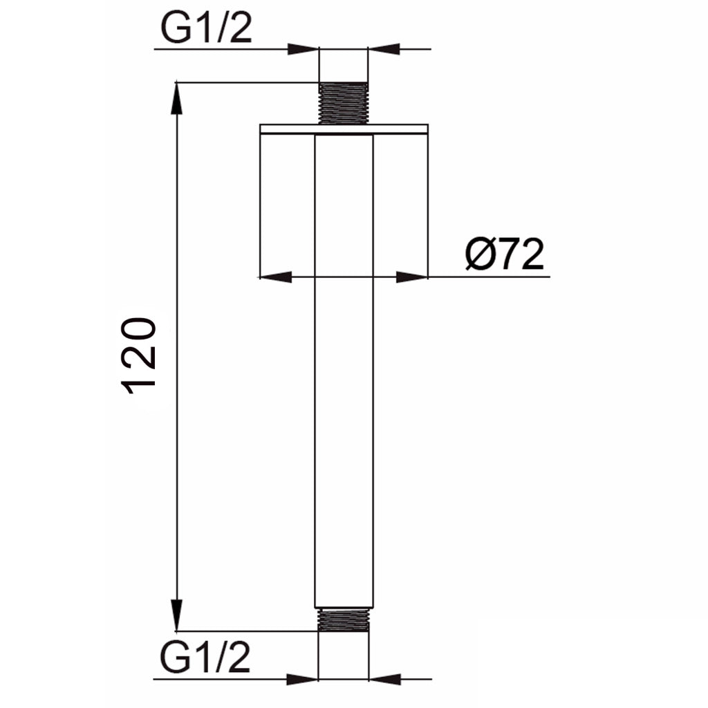 SINED Braccio corto da soffitto in acciaio inox 316L satinato altezza 12 cm per soffione doccia resistente alla corrosione ideale per interni ed esterni design compatto e durevole - Levante