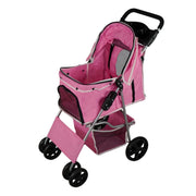 Passeggino per animali domestici Trasportino pieghevole Trolley da viaggio per gatti e cani Copertura anti-pioggia - Rosa