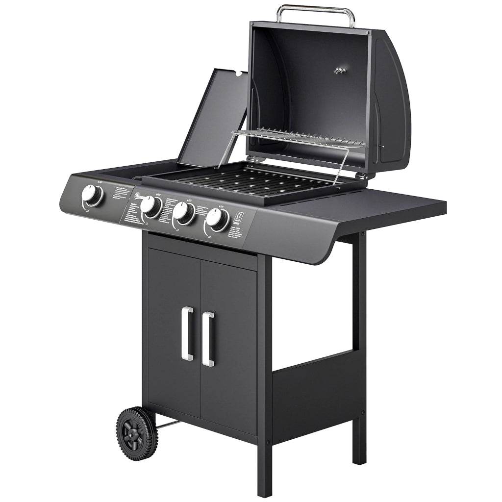Barbecue a Gas 4 Bruciatori ¨C zephmum ¨C Grigio Antracite con Coperchio 110x50x100cm