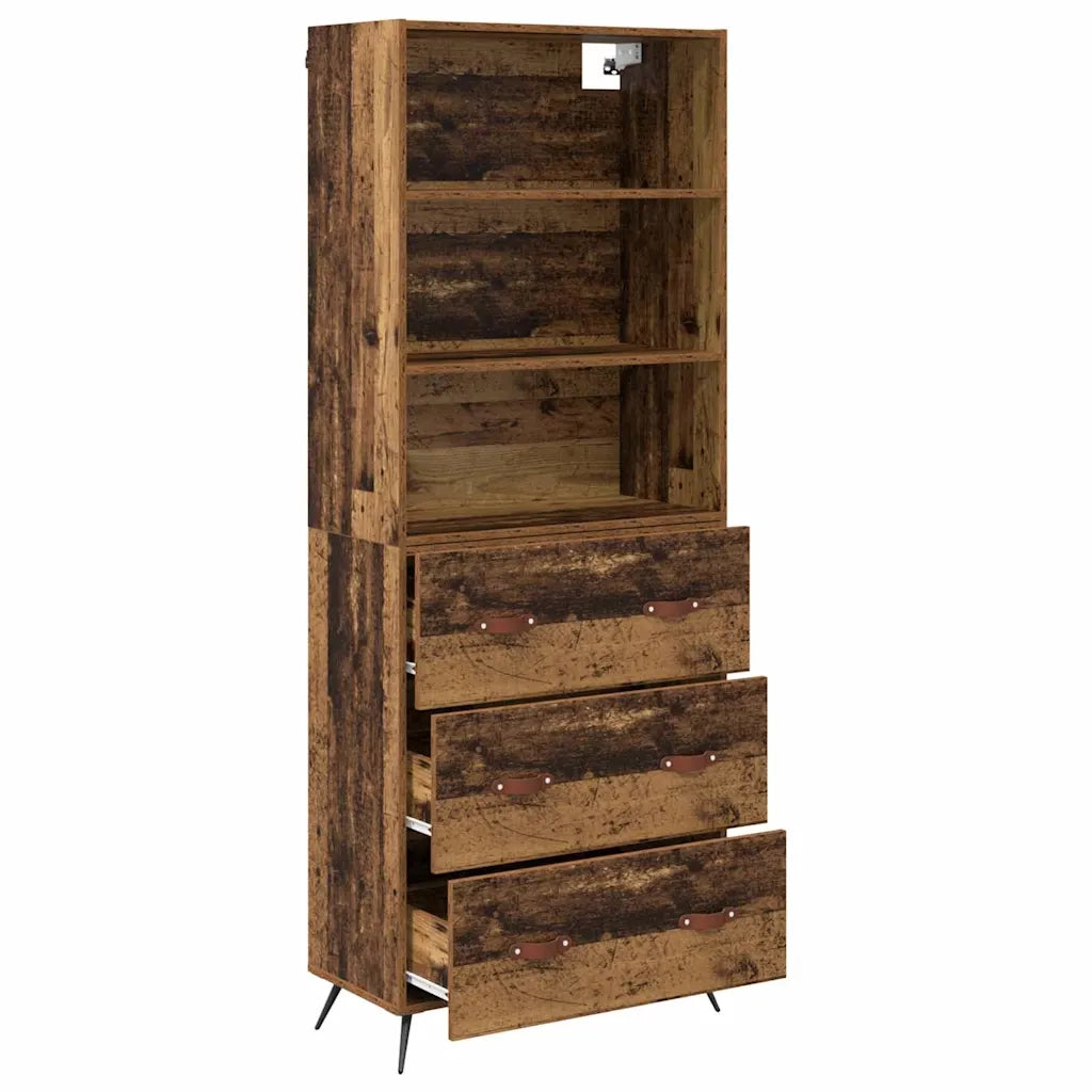 Credenza | Madia | Buffet da pranzo | Armadio da pranzo Legno vecchio 69,5 x 34 x 180 cm Legno multistrato