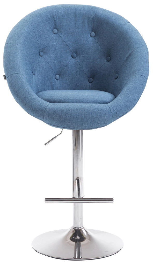 Sgabello da bar London V2 in tessuto blu,cromo